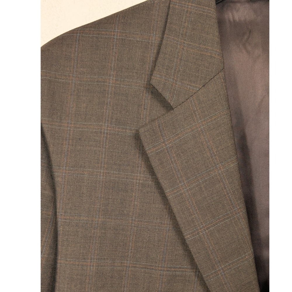Barneys New York Men's 44R Brown‎ Glen Plaid Wool Blazer Sport Coat